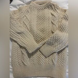 Womens Cream Cable Knit Irish Aran Sweater VINTAGE